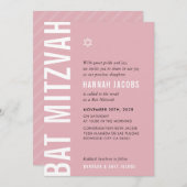 バルミツワーモダンミニマル女のはっきりした子 招待状 (正面/裏面)