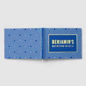 バルミツワーモダン幾何学的王室の青 ゲストブック (全面)