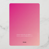 バルミツワーモダン星の鮮やかなピンク色の金ゴールド 箔招待状 (裏面)