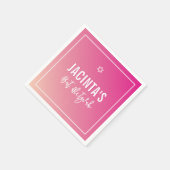 バルミツワーモダン星の鮮やかなピンク色 スタンダードカクテルナプキン (角)