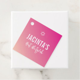 バルミツワーモダン星の鮮やかなピンク色 フェイバータグ