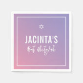 バルミツワーモダン星紫色のグラデーション スタンダードカクテルナプキン (正面)