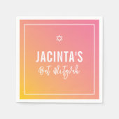 バルミツワーモダン星黄色勾配 スタンダードカクテルナプキン (正面)