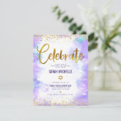 バルミツワーモダン金ゴールド箔パープルウォーター色 エンクロージャーカード (スタンド正面)