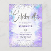 バルミツワーモダン銀箔パープルウォーター色 エンクロージャーカード (正面)