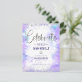 バルミツワーモダン銀箔パープルウォーター色 エンクロージャーカード (スタンド正面)