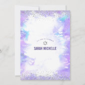 バルミツワーモダン銀箔パープルウォーター色 招待状 (裏面)
