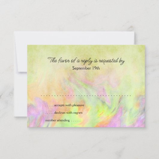 バルミツワーライムグリーン絞り染めRSVPカード 出欠カード (正面)