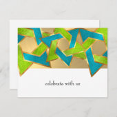 バルミツワーライムターコイズスターオブデイヴィッドアニアルカラー 招待状 (正面/裏面)