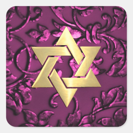 バルミツワーラズベリーピンクと任意の色 スクエアシール (正面)