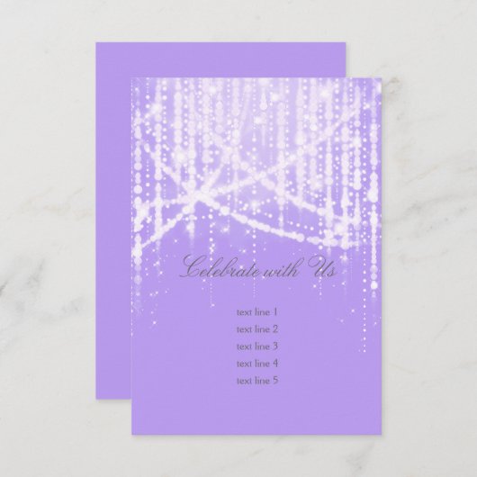 バルミツワーラベンダーパープルスパークリライト 招待状 (正面/裏面)