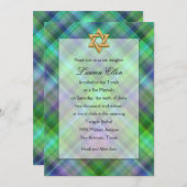 バルミツワーレイヤードルックプレイド 招待状 (正面/裏面)