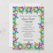 バルミツワーレインボースター・オブ・デイビッドon Any Color Inv 招待状 (正面)