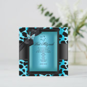 バルミツワーレオパードティール(緑がかった色)ブルーバタフライ 招待状 (スタンド正面)