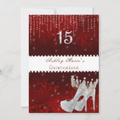 バルミツワーレッドサテンプリンセスクラウンダイアモンズインヴィ 招待状 (正面)