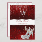 バルミツワーレッドサテンプリンセスクラウンダイアモンズインヴィ 招待状 (正面/裏面)