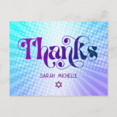 バルミツワーレトロブルーパープルグラデーションありがとう ポストカード (正面)