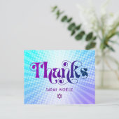 バルミツワーレトロブルーパープルグラデーションありがとう ポストカード (スタンド正面)