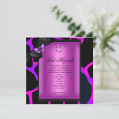 バルミツワーワイルドピンクパープルバタフライ 招待状 (スタンド正面)