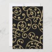 バルミツワー任意の色金ゴールドスクロールデザイン 招待状 (裏面)