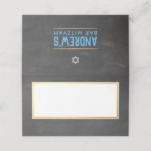 バルミツワー型頭が切れる金ゴールドアクアはっきりしたグレイ プレイスカード (外部開封)