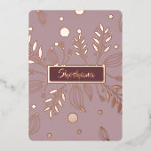 バルミツワー実在バラ金ゴールドモダンフローラ 箔招待状 (正面)