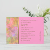 バルミツワー抽象デザインインピンク 招待状 (スタンド正面)