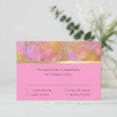 バルミツワー抽象デザインインピンクRSVPカード 招待状 (スタンド正面)