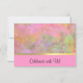 バルミツワー抽象デザインインピンクRSVPカード 招待状 (裏面)