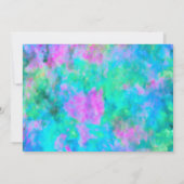 バルミツワー抽象芸術ターコイズブルーピンクアクア 招待状 (裏面)