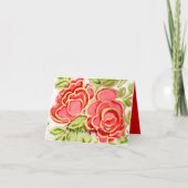 バルミツワー抽象芸術バラレッド サンキューカード (正面)