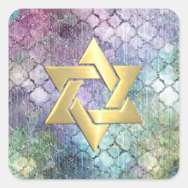 バルミツワー抽象芸術パステルパターン スクエアシール