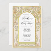 バルミツワー招待レトロヴィンテージフローラ 招待状 (正面/裏面)