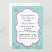 バルミツワー招待状アンダーシーパープルティール（緑がかった色） 招待状 (正面/裏面)