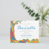 バルミツワー招待状カラフルエルサレム・ツリー・オブ・ライフ 招待状 (スタンド正面)