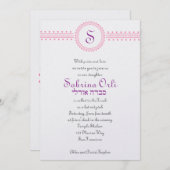 バルミツワー招待状サブリナオルリヘブライ語 招待状 (正面/裏面)