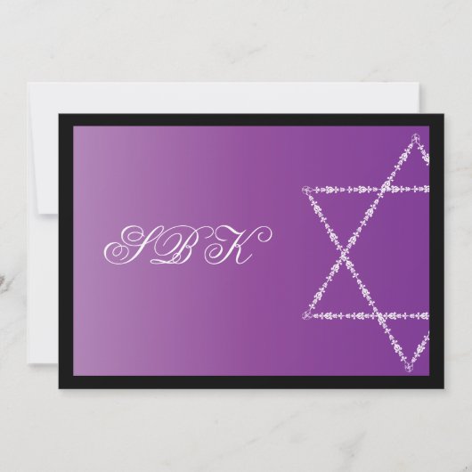 バルミツワー招待状シドニーブレアパープル 招待状 (正面)