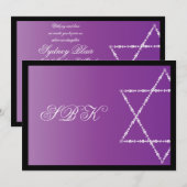 バルミツワー招待状シドニーブレアパープル 招待状 (正面/裏面)