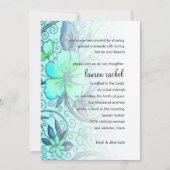 バルミツワー招待状スウィートフローラブルー 招待状 (正面)