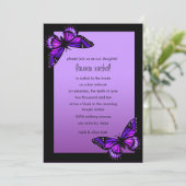 バルミツワー招待状パープルバタフライ 招待状 (スタンド正面)