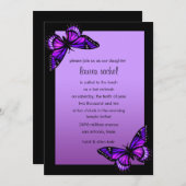 バルミツワー招待状パープルバタフライ 招待状 (正面/裏面)