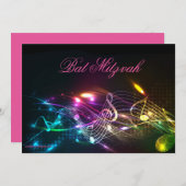 バルミツワー招待状ブライトネオンライト 招待状 (正面/裏面)