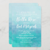 バルミツワー招待状ブルーウォーターカグラデーションラー 招待状 (正面/裏面)