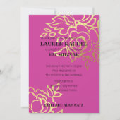 バルミツワー招待状金ゴールドフローラオン任意の色 招待状 (正面)