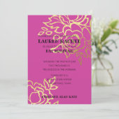 バルミツワー招待状金ゴールドフローラオン任意の色 招待状 (スタンド正面)