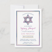 バルミツワー招待状- Davidのスター(金ゴールド付き) 招待状 (正面)