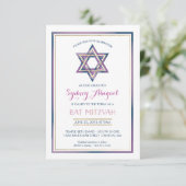 バルミツワー招待状- Davidのスター(金ゴールド付き) 招待状 (スタンド正面)