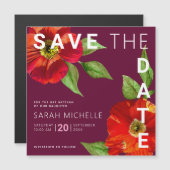 バルミツワー救デットブルゴーニュフローラ水彩色 マグネット招待状 (正面/裏面)