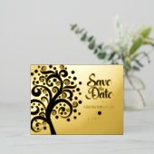 バルミツワー救伊達黒い生命の木金ゴールド 箔招待状ポストカード (立ち正面)