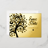 バルミツワー救伊達黒い生命の木金ゴールド 箔招待状ポストカード (正面/裏面)